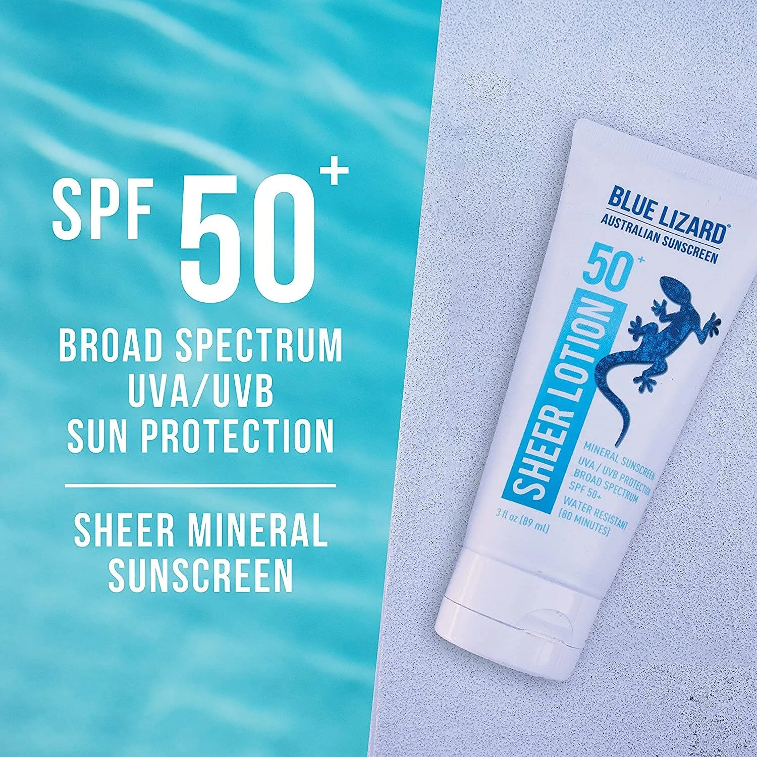 Blue Lizard Australian Sheer Mineral Sunscreen Body Lotion SPF 50 