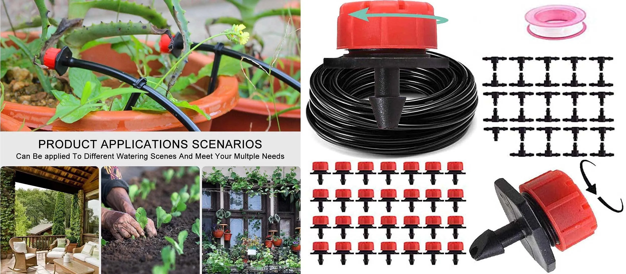 DIY Crafts Micro Drip Irrigation Kit Adjustable Nozzle Automatic Watering Kits,Plant Watering System for Patio,Greenhouse,Lawn,Garden No Installation Require (For 2 Pot, Ready To Install Kit)