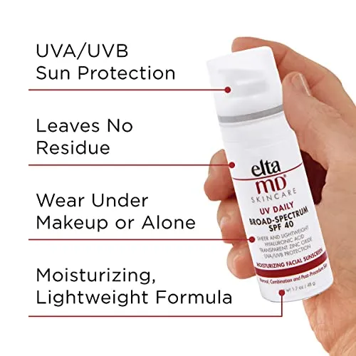 EltaMD UV Daily Face Sunscreen Zinc Oxide SPF 40 1.7 Oz Pump