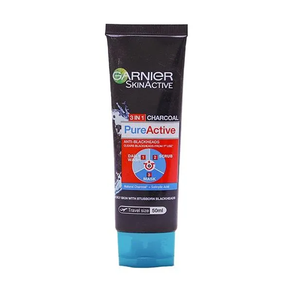 Garnier Skin Active Pure Active 3 in 1 Charcoal Blackhead Face Wash Mask Scrub