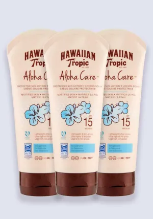 Hawaiian Tropic Aloha Care Protective Sun Lotion SPF 15 180ml 3 Pack Saver