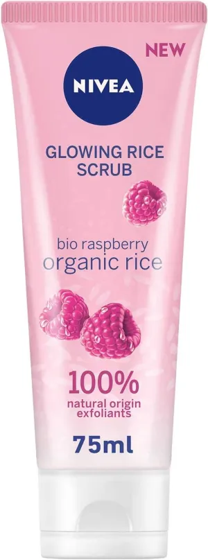 NIVEA Face Rice Scrub Glowing, Organic Rice & Bio Raspberry, Dry & Sensitive Skin, 75ml