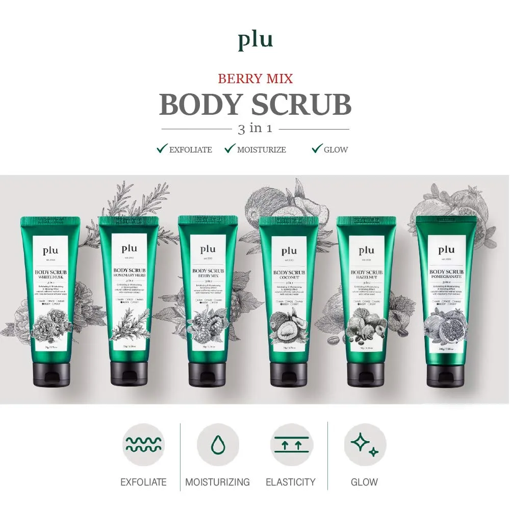 plu Body Scrub Berry Mix 3-in-1 Exfoliating & Moisturizing & Glowing Effect