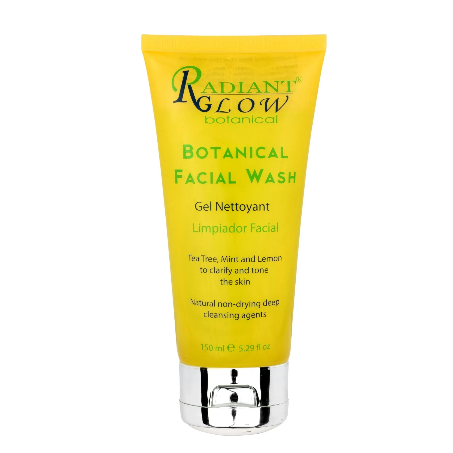 RADIANT GLOW BOTANICAL FACIAL WASH GEL - Organic Tea tree, mint & lemon to clarify and tone the skin