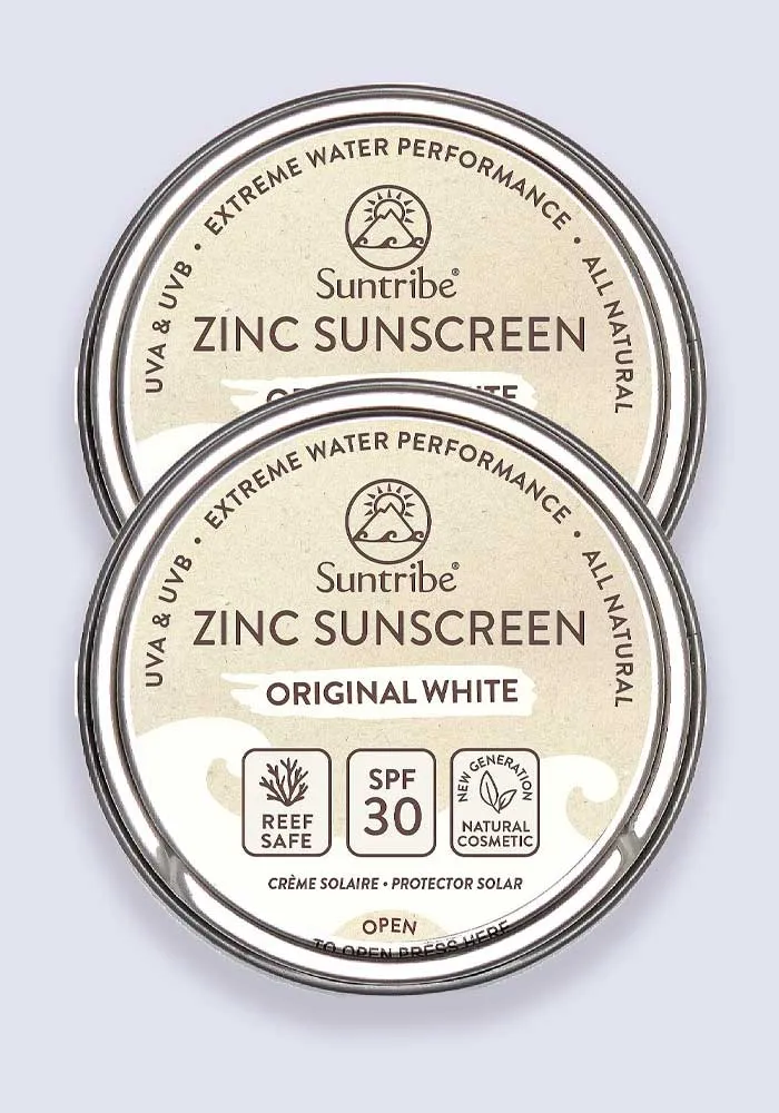 Suntribe Natural Mineral Face & Sport Zinc Sunscreen Original White SPF 50 45g - 2 Pack Saver